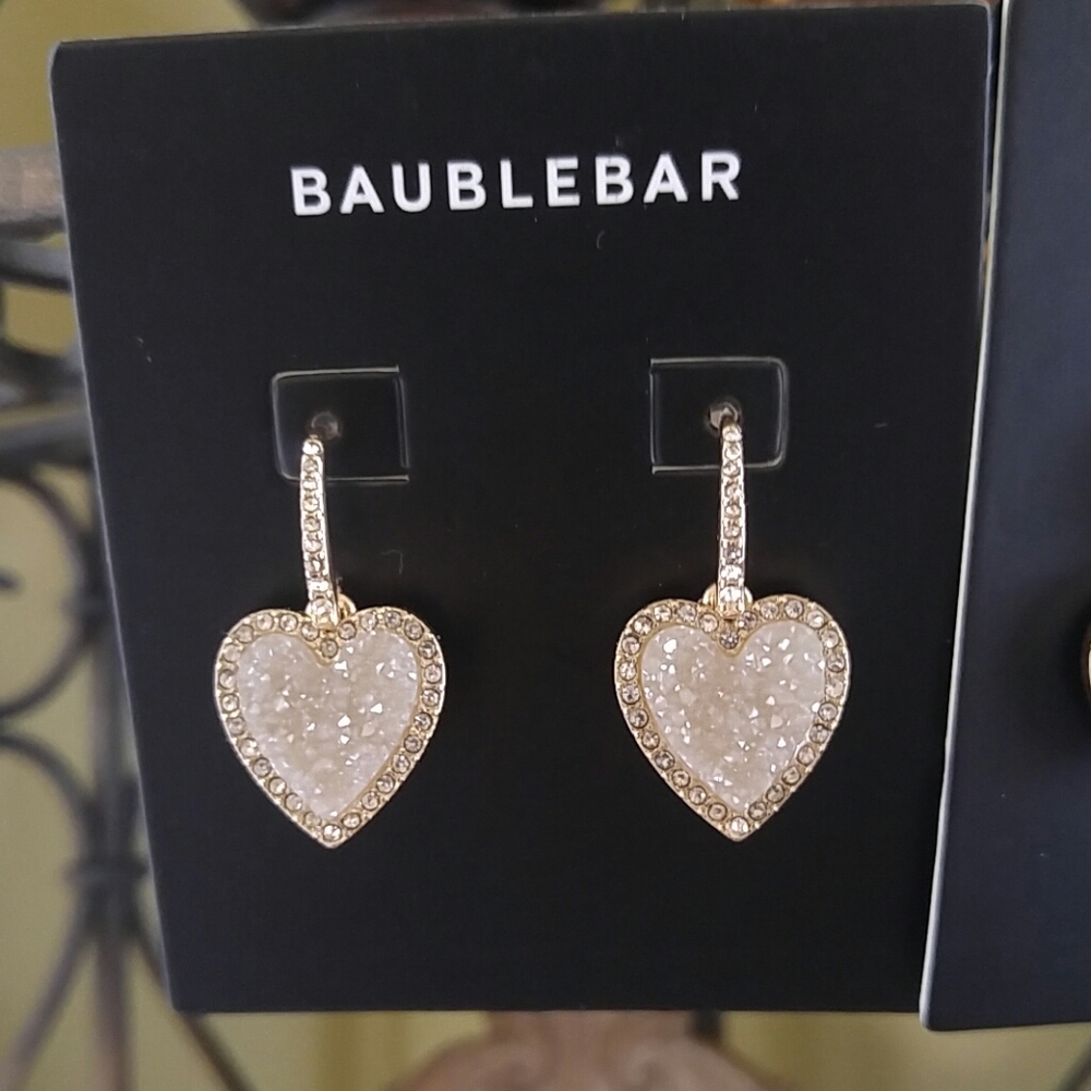 BaubleBar Heart Druzy Stone earrings - Picture 2 of 4